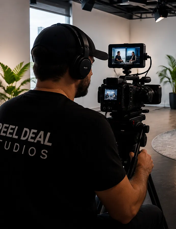 A Reel Deal Studios camera operator running a multi-camera video production in Miami